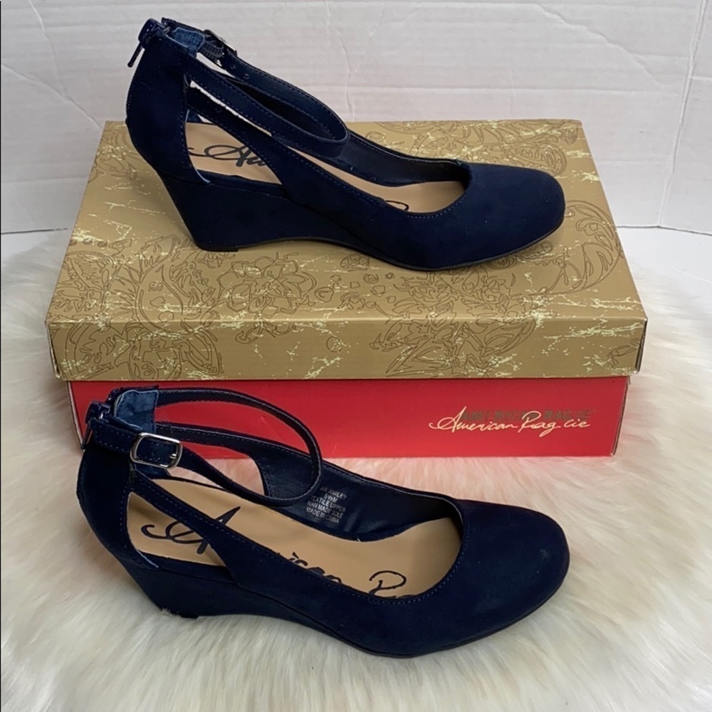 American Rag Navy Blue wedges shoes size 5.5 M - Picture 1 of 9